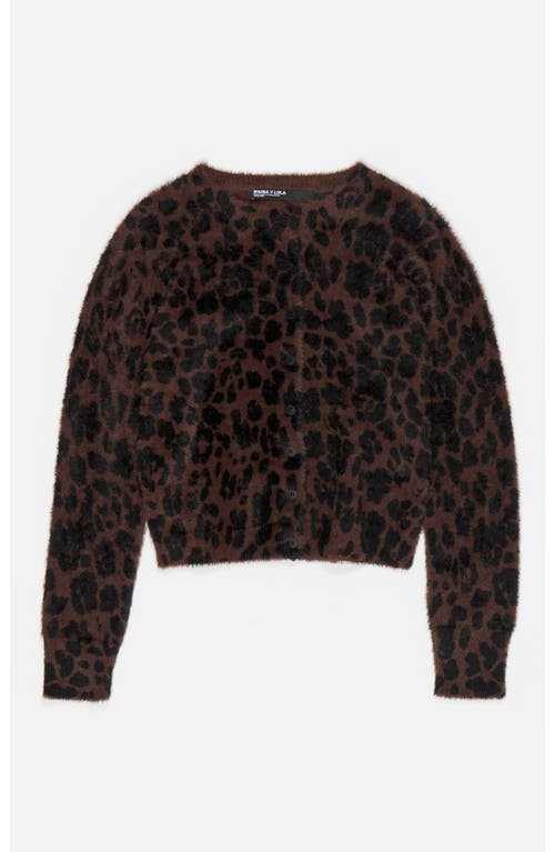 Bimba Y Lola Fur Fitted Cardigan In Brown