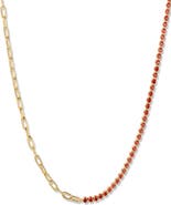 Brook and York Isabella Mini Birthstone Tennis & Paper Clip Chain Necklace