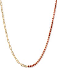 Brook and York Isabella Mini Birthstone Tennis & Paper Clip Chain Necklace