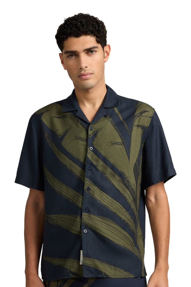 Tencel Vacation Short Sleeve Shirt, Alternate, color, DEEP NAVY MULTI