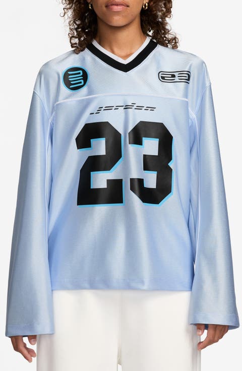 Oversize Long Sleeve V-Neck Jersey Top