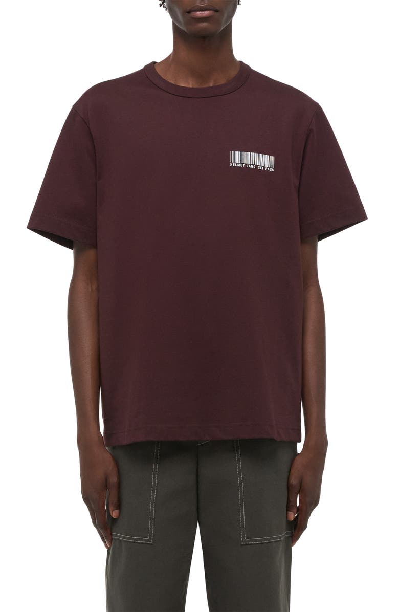 Helmut Lang Ski Schedule Cotton Graphic T-Shirt, Main, color, Mahogany