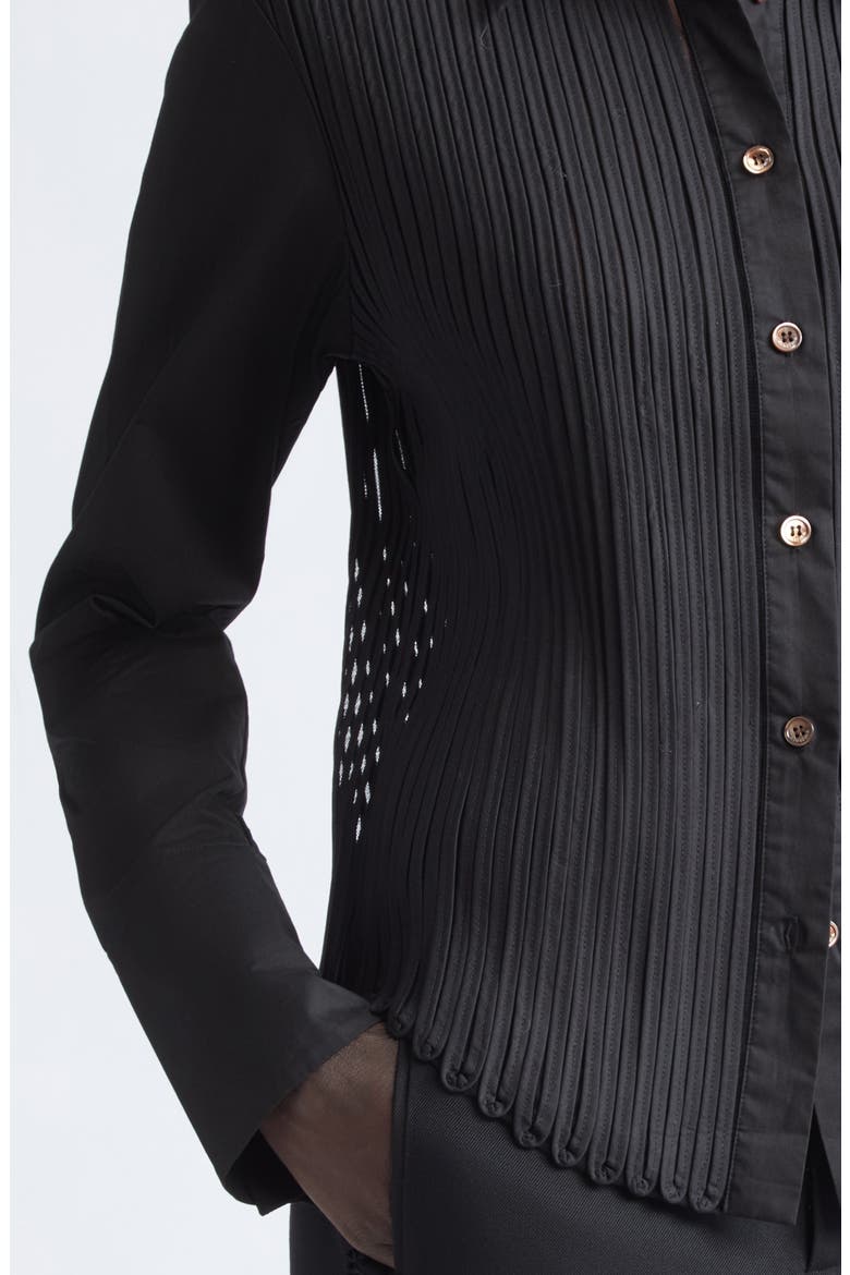 Mito Bias Tape Cotton Button-Up Shirt, Alternate, color, BLACK