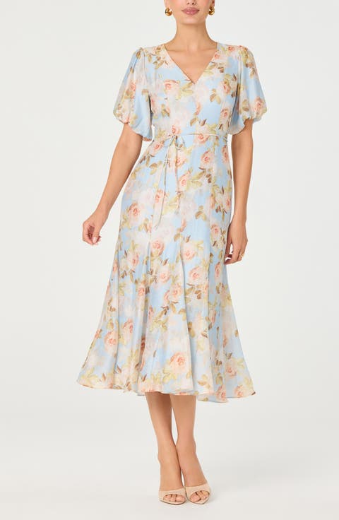 Lavena Floral Puff Sleeve Midi Dress