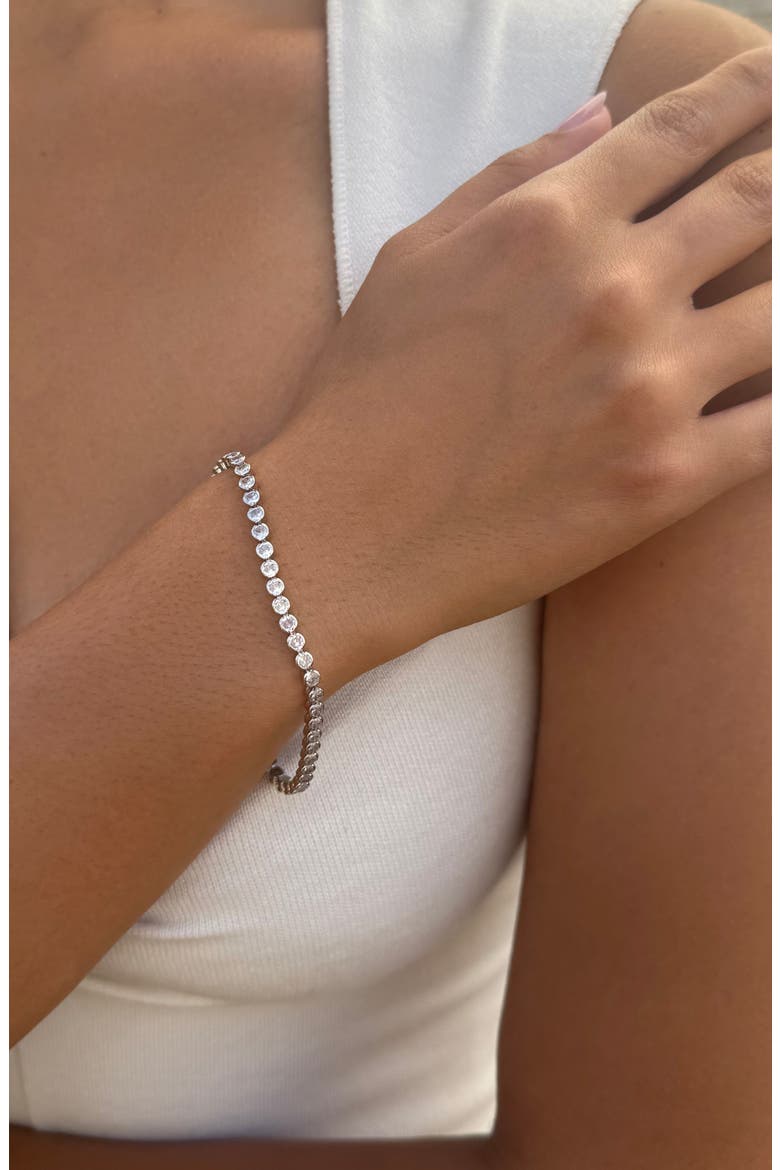 Crystal Bezel Bracelet, Alternate, color, SILVER