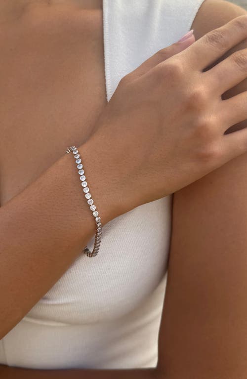 Adornia Silver Plated Crystal Bezeled Tennis Bracelet In Silver