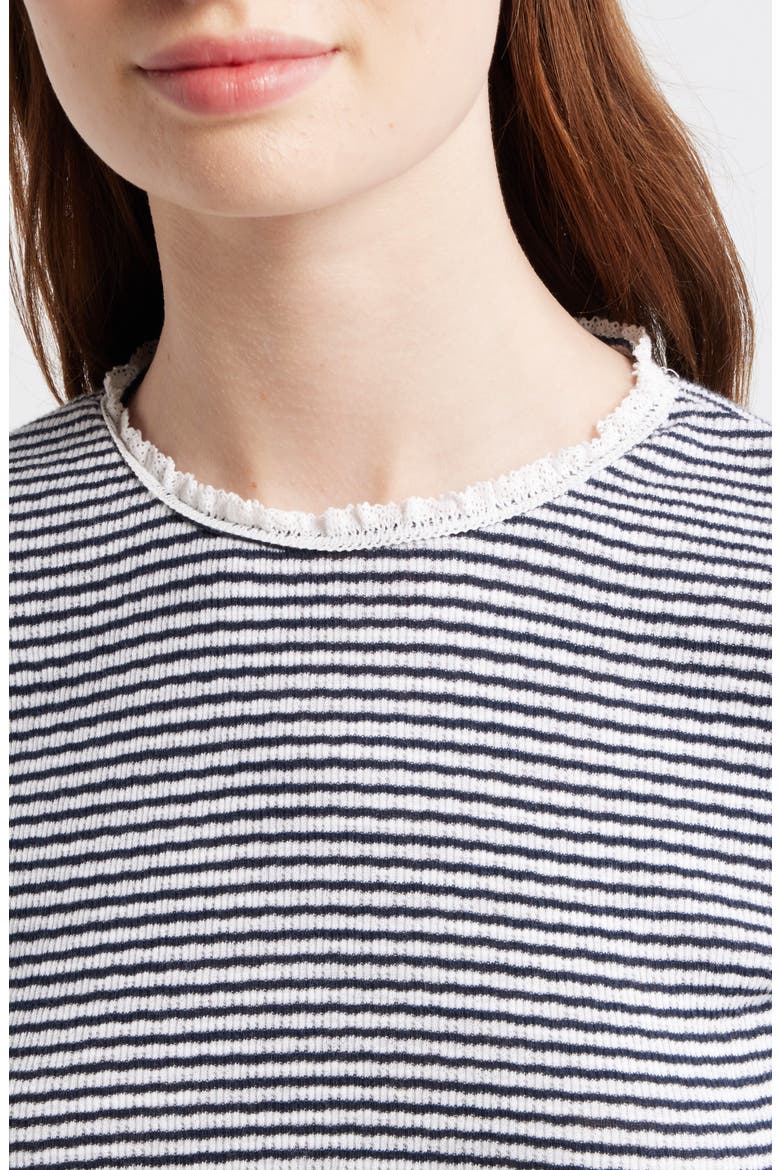 Textured Knit Crewneck Top, Alternate, color, TEXTURE RIB STRIPE NAVY