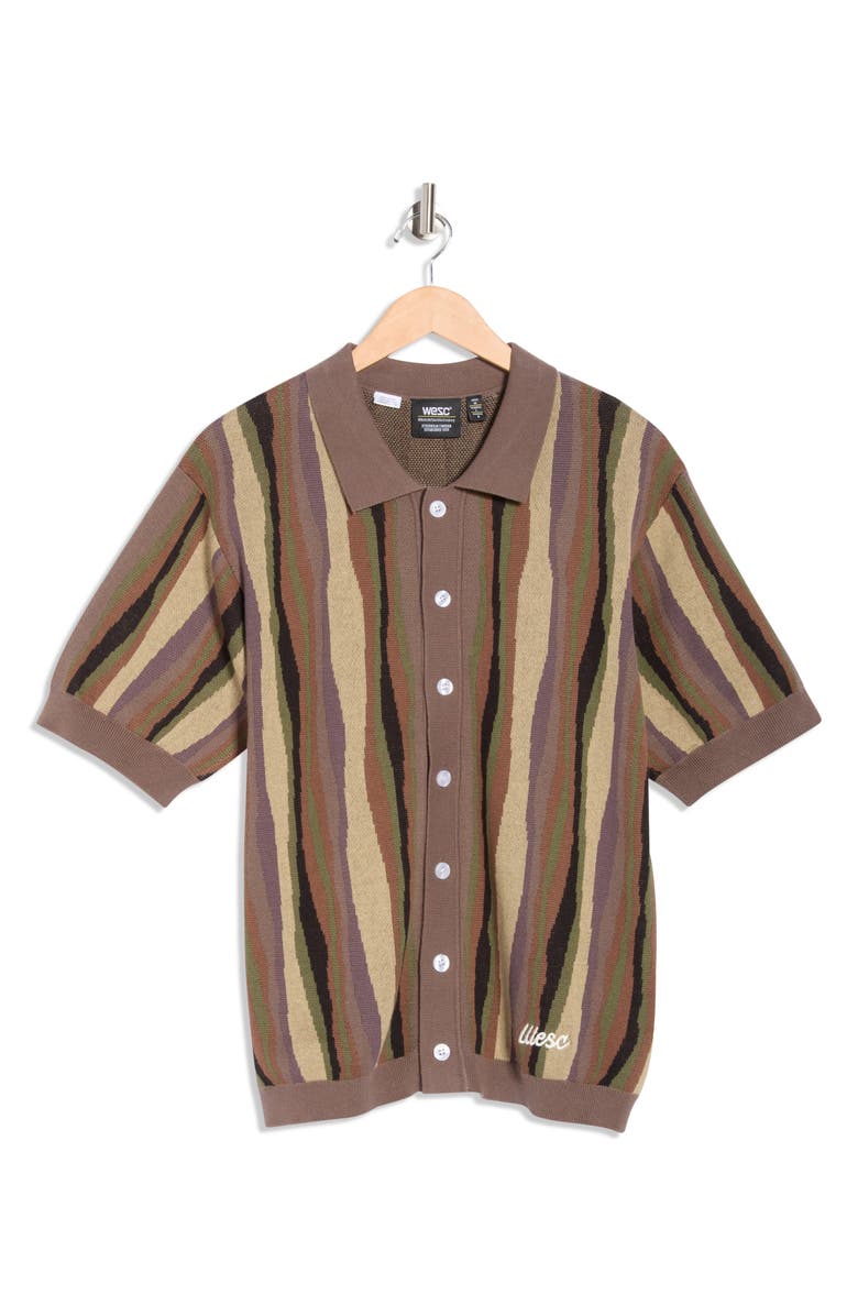 WeSC Knit Button-Up Shirt, Alternate, color, Mud
