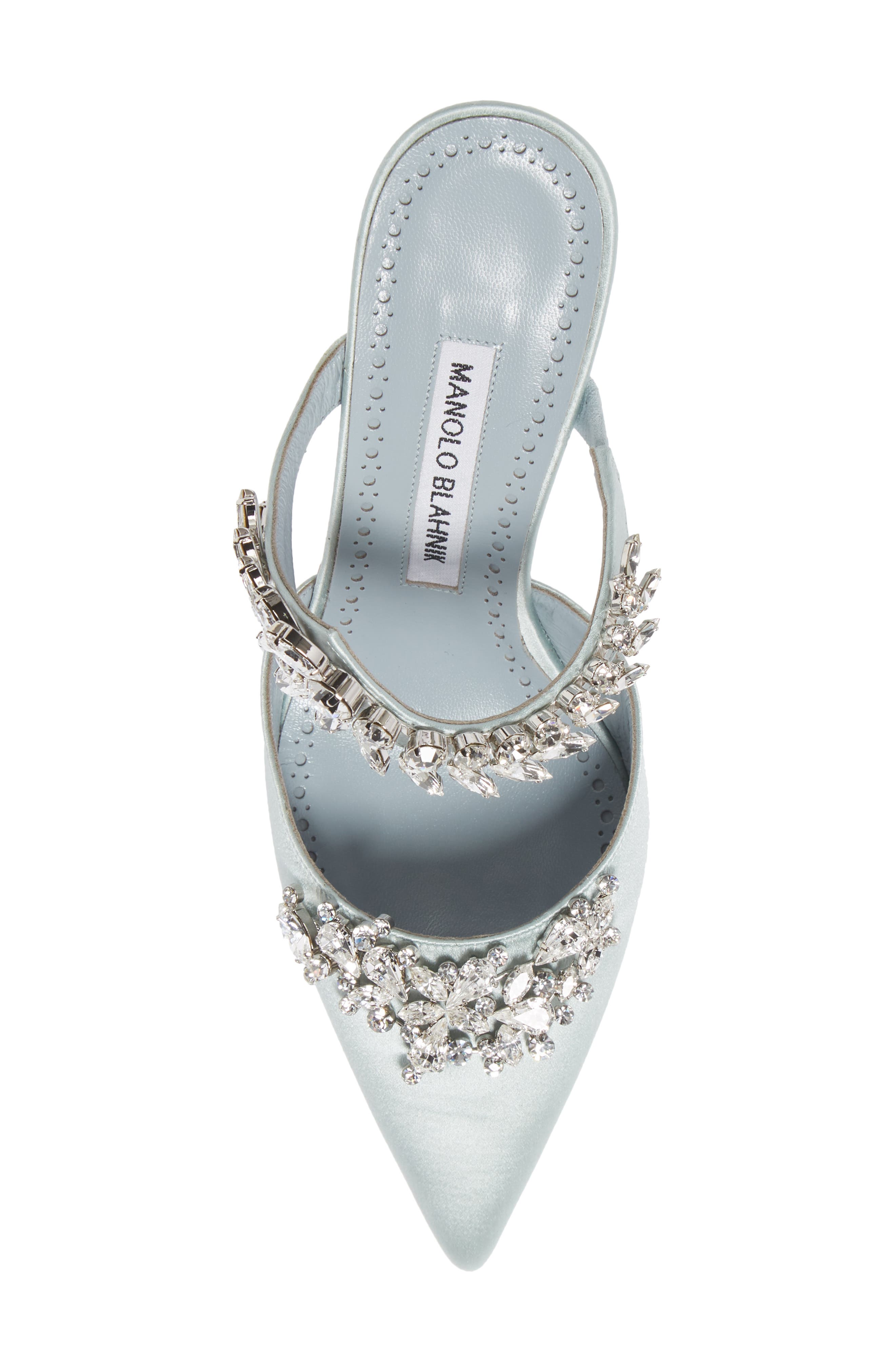 Manolo Blahnik Lurum Crystal Leaf Pointed Toe Mule, Alternate, color, 