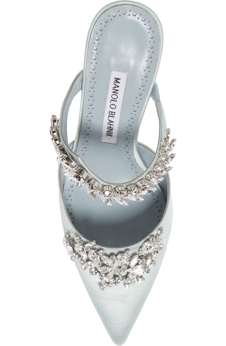 Manolo Blahnik Lurum Crystal Leaf Pointed Toe Mule, Alternate, color,