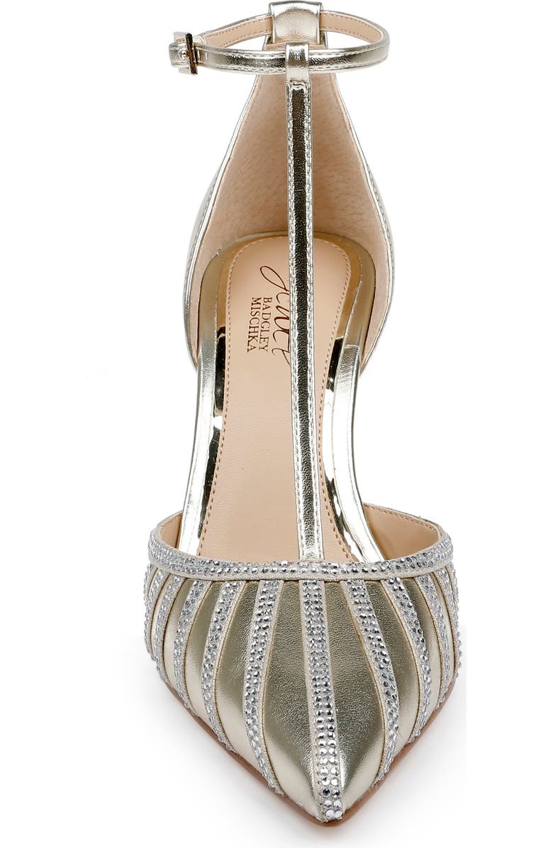 Jewel Badgley Mischka Faithlyn T-Strap Pointed Toe Pump, Alternate, color, Gold Metallic