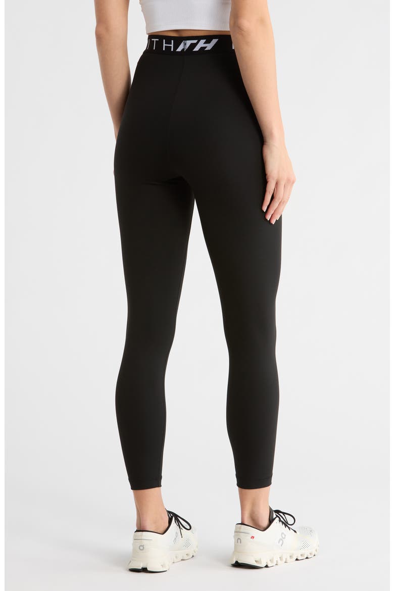 Exposed Waistband Full Length Leggings, Alternate, color, BLACK/ WHITE