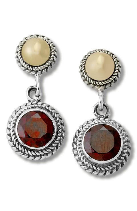 Round Stone Drop Earrings