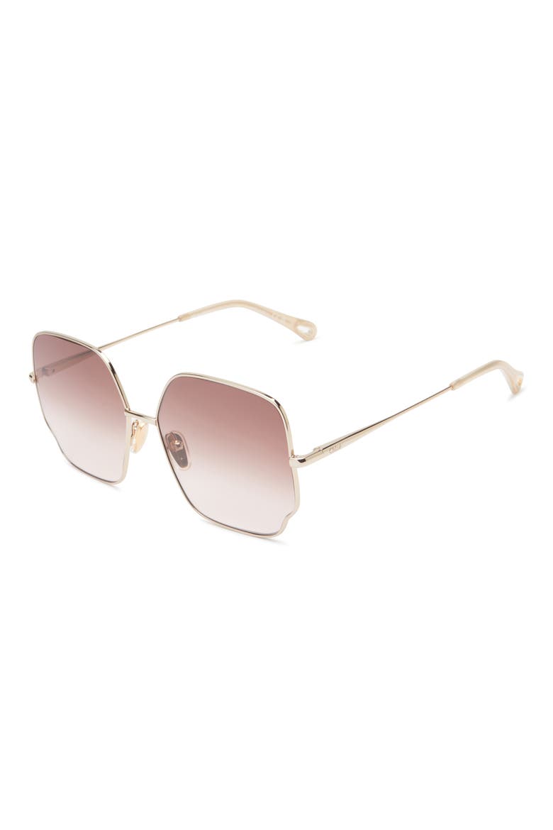 60mm Square Gradient Sunglasses, Alternate, color, GOLD GOLD BROWN