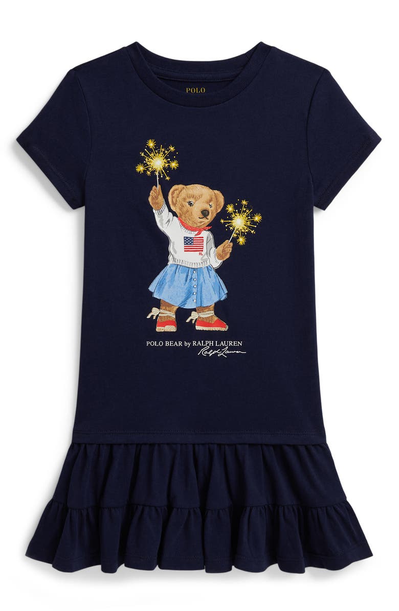 Polo Ralph Lauren Kids' Bear Jersey Dress, Main, color, Refined Navy