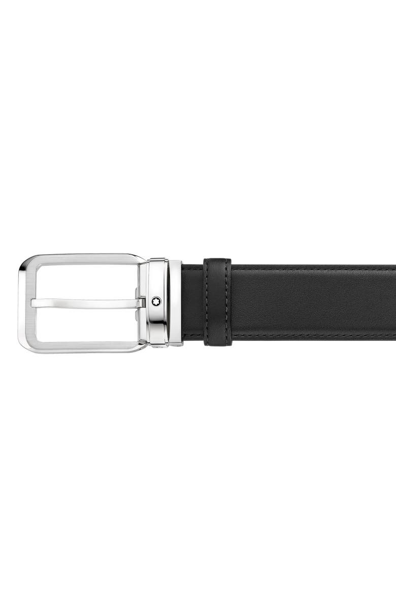 Montblanc Calfskin Leather Belt, Alternate, color, Black