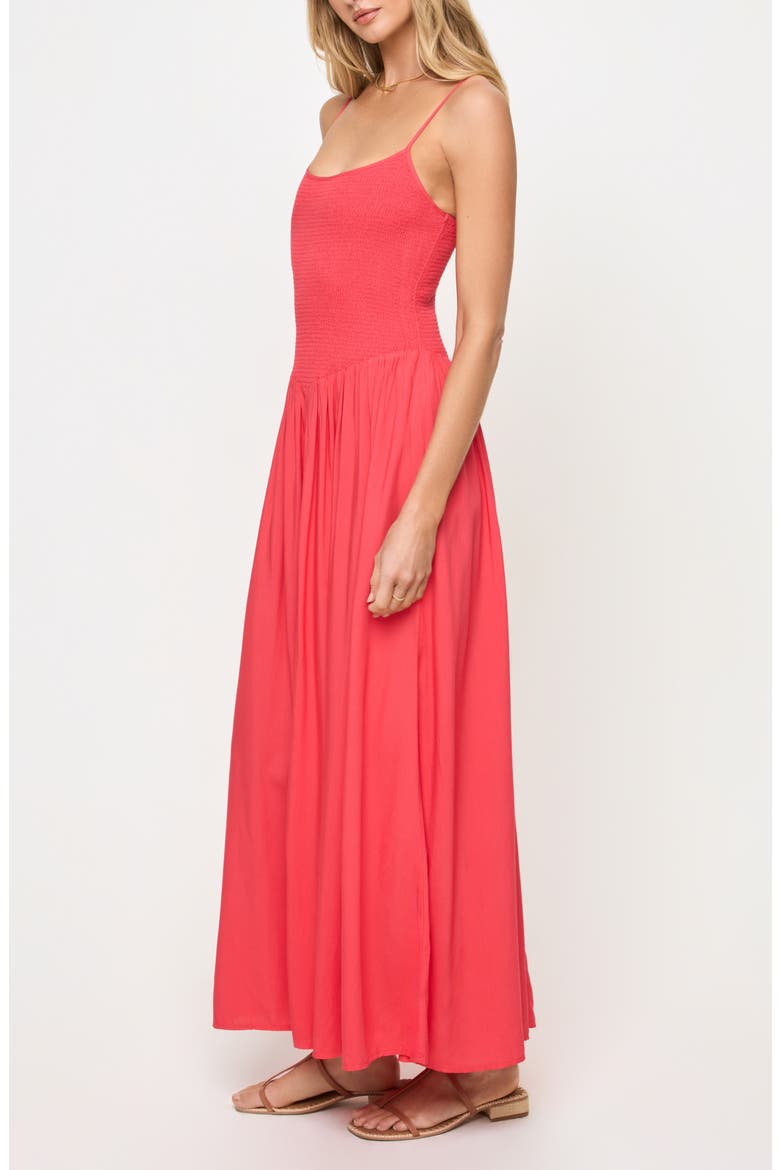 Misha Smocked Bodice Cover-Up Cotton Maxi Dress, Alternate, color, POUT