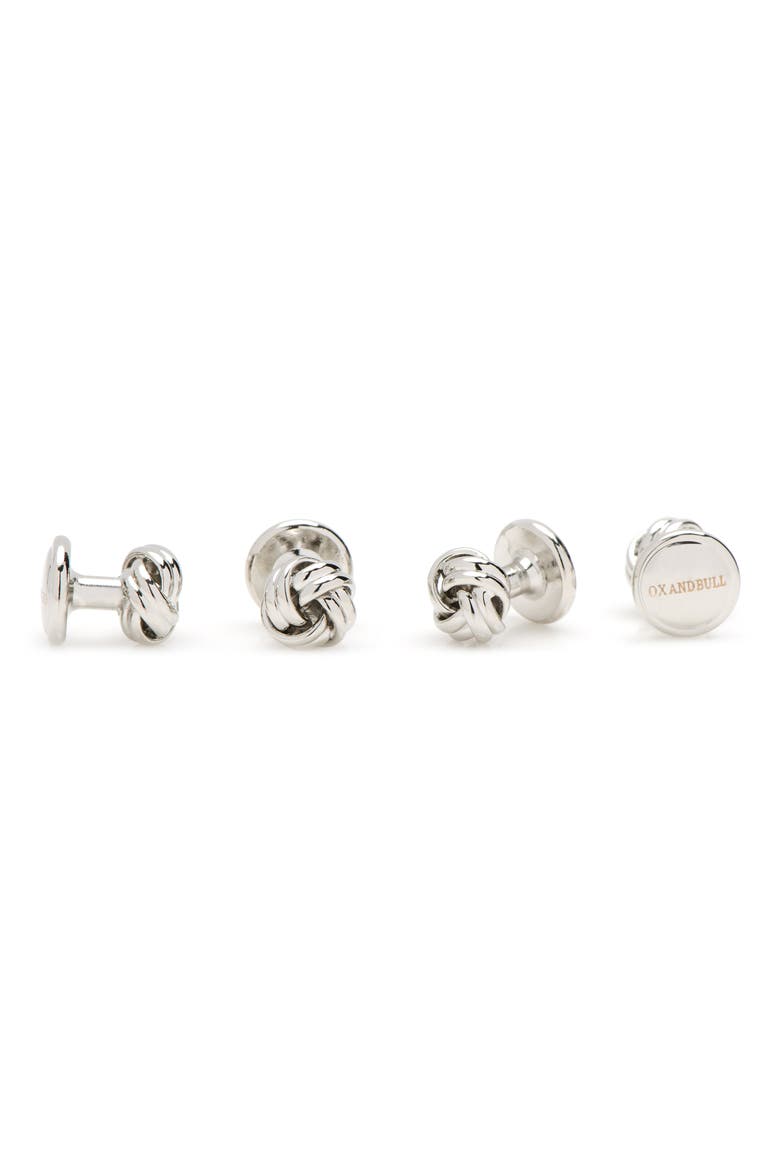 Silver Knot Shirt Studs, Alternate, color, METALLIC SILVER