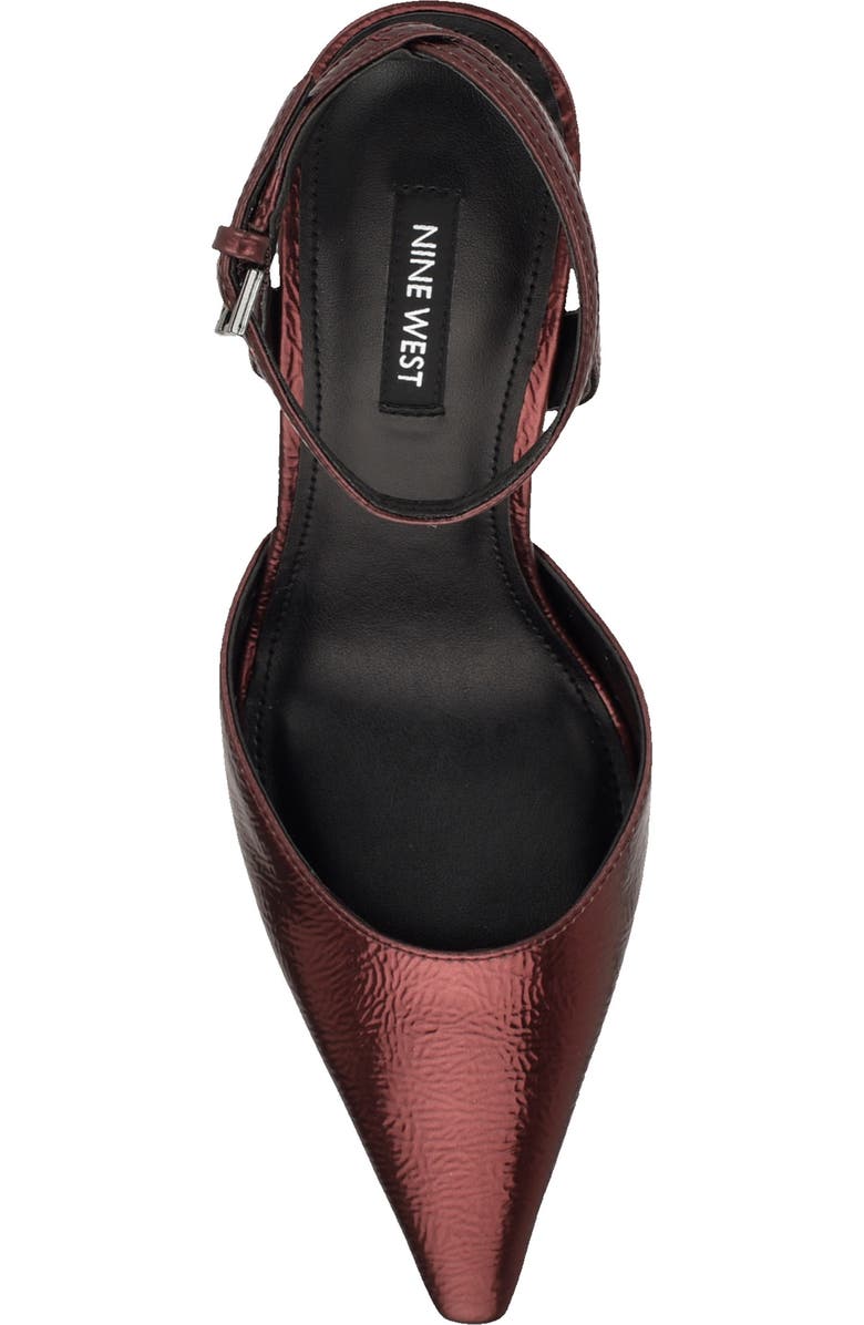 Nine West Kellie Ankle Strap Pointed Toe Pump, Alternate, color, Dark Red
