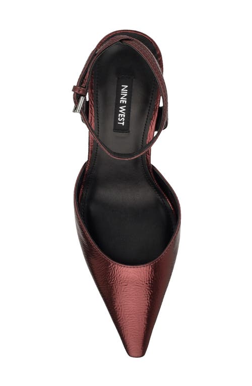 Nine West Kellie Ankle Strap Pointed Toe Pump In Red