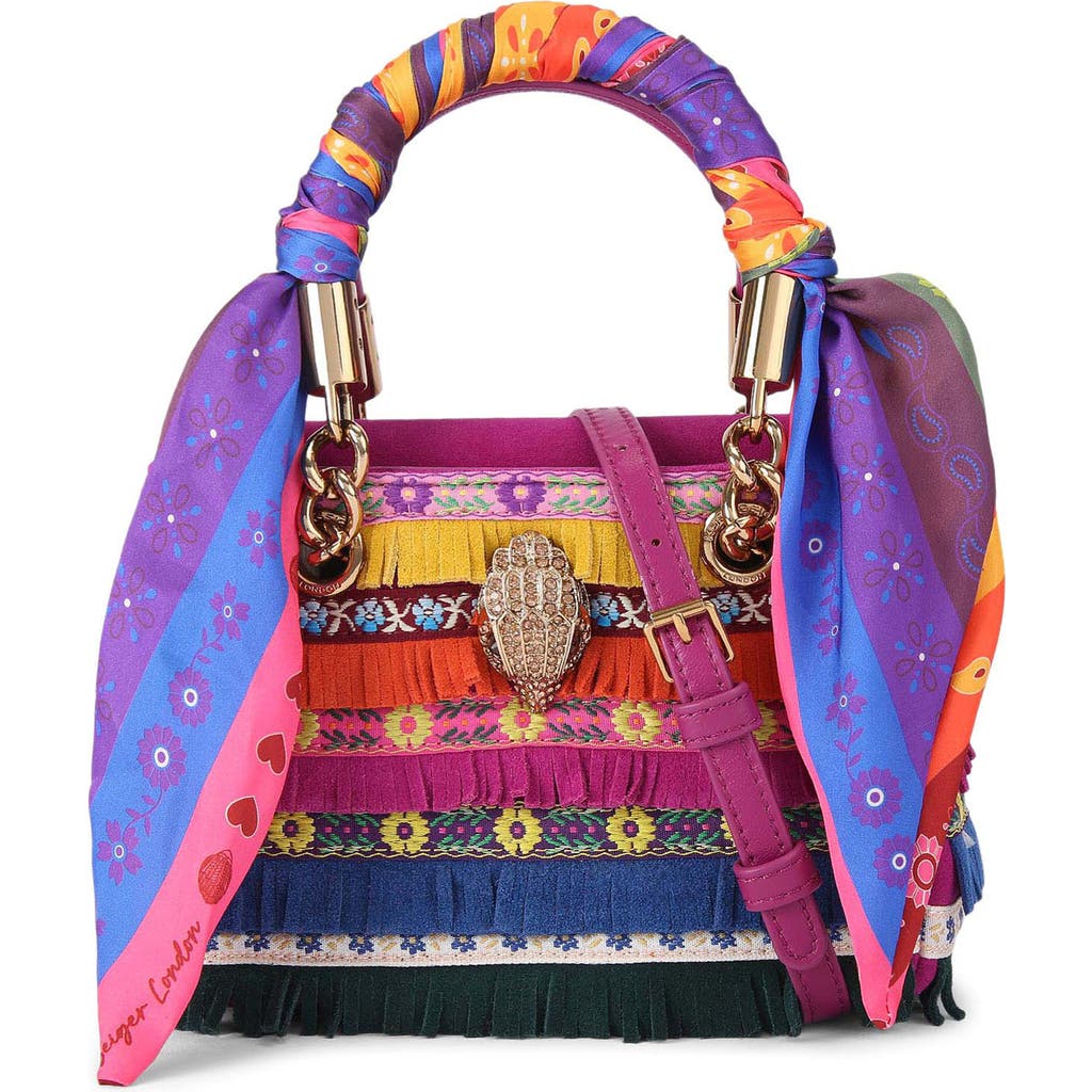 Kurt Geiger Square Mini Kensington Embellished Top Handle Bag In Purple