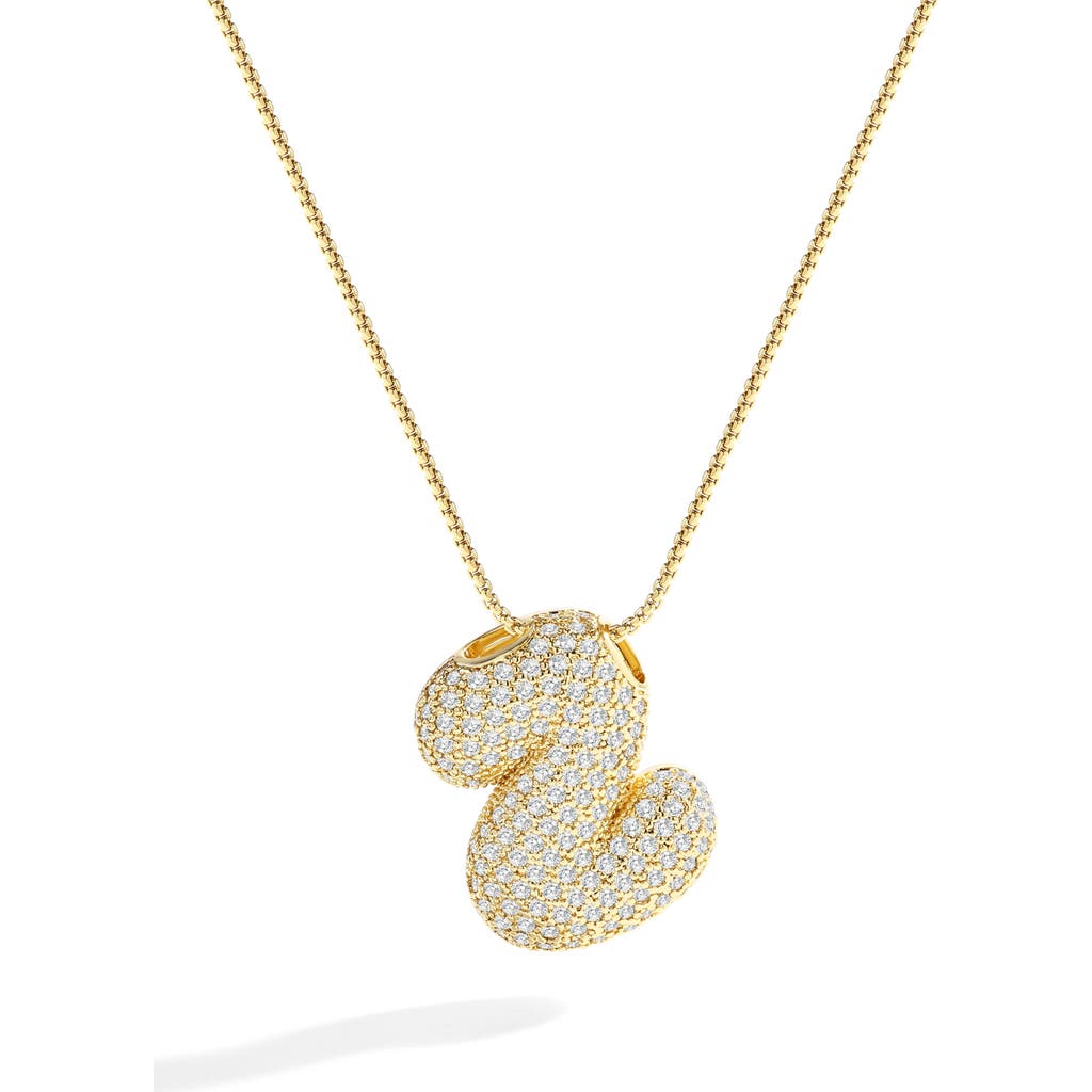 Mint & Lily Pave Bubble Initial Necklace In Gold