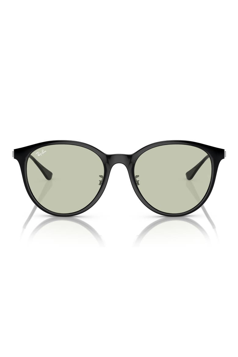55mm Square Sunglasses, Main, color, BLACK / LIGHT GREEN