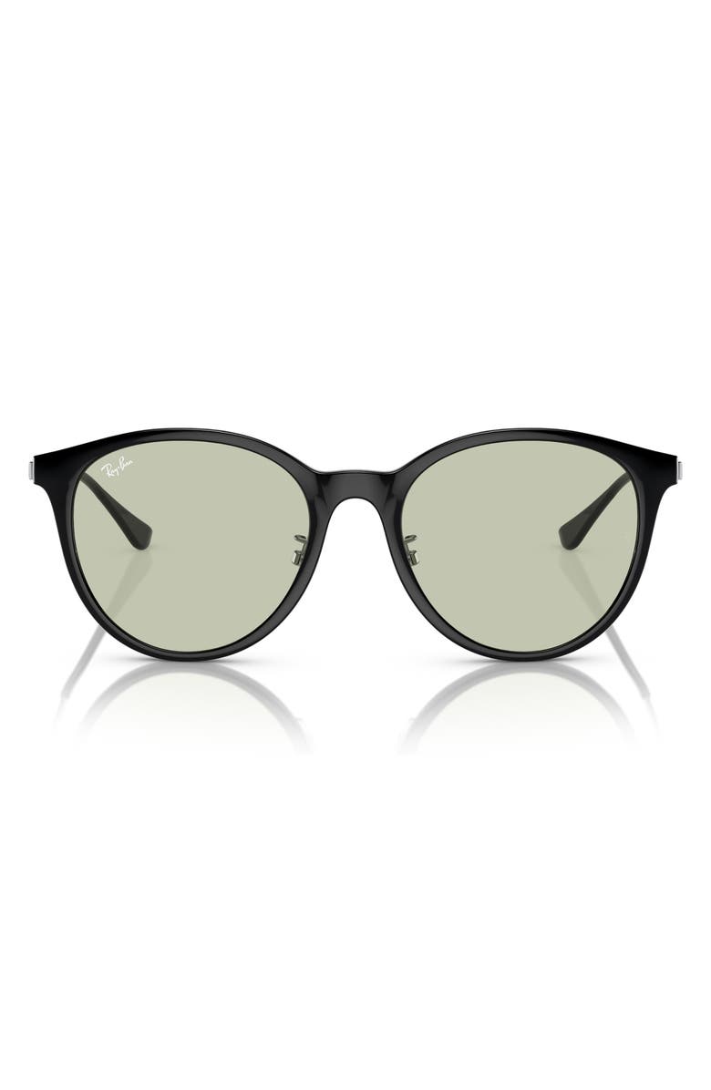 Ray-Ban 55mm Square Sunglasses, Main, color, Black / Light Green