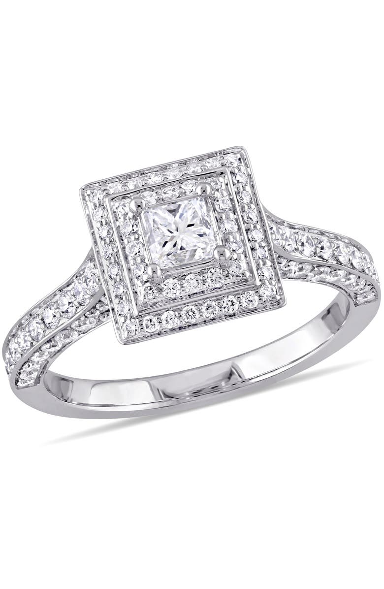 Julianna B. 1-1/4 CTW Diamond Square Halo Engagement Ring 14k, Main, color, 14K White Gold