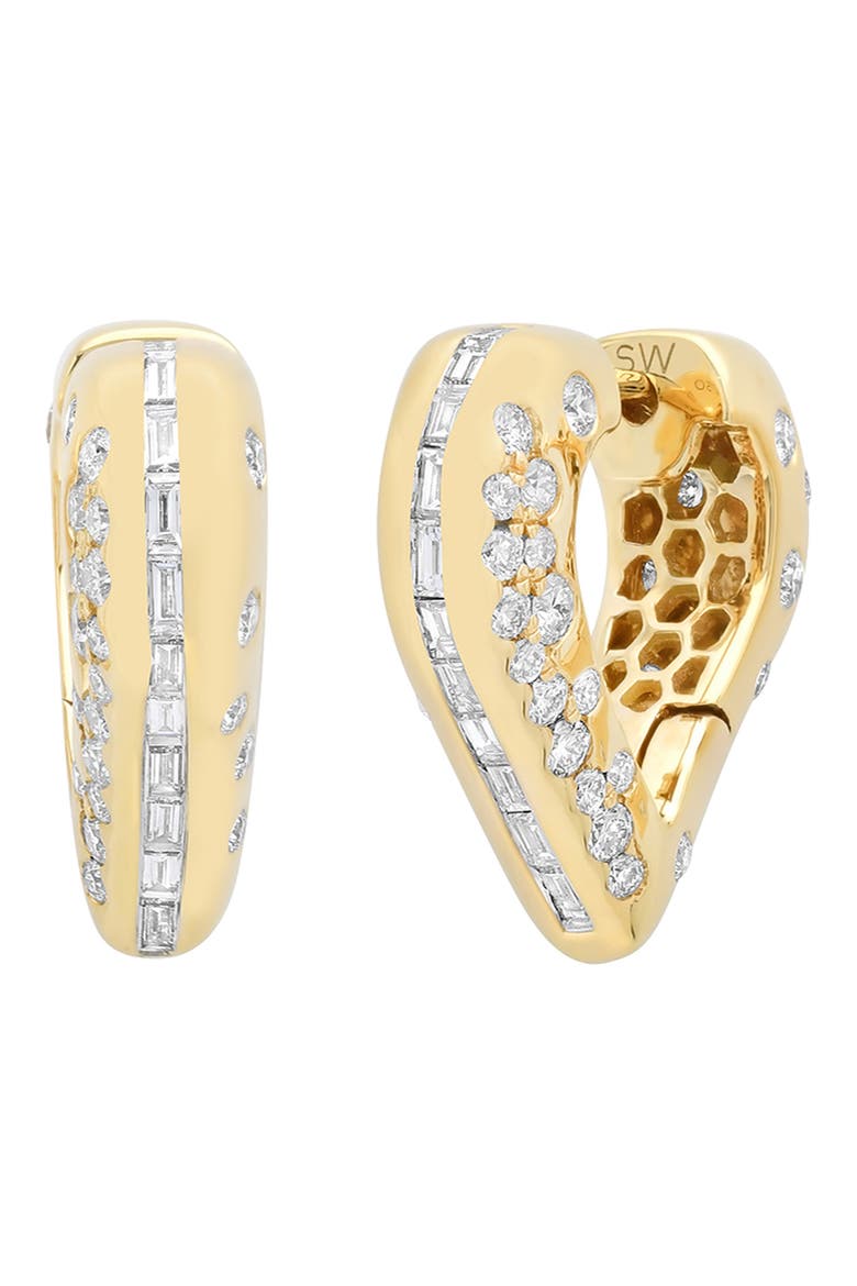 Papua 18k Gold Diamond Heart Hoop Earrings, Main, color, YELLOW GOLD