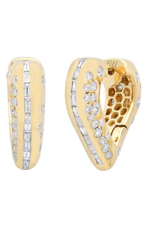 Papua 18k Gold Diamond Heart Hoop Earrings