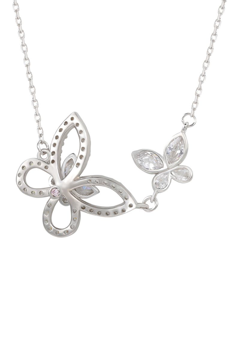 SUZY LEVIAN Sterling Silver Cubic Zirconia Double Butterfly Pendant Necklace, Alternate, color, White