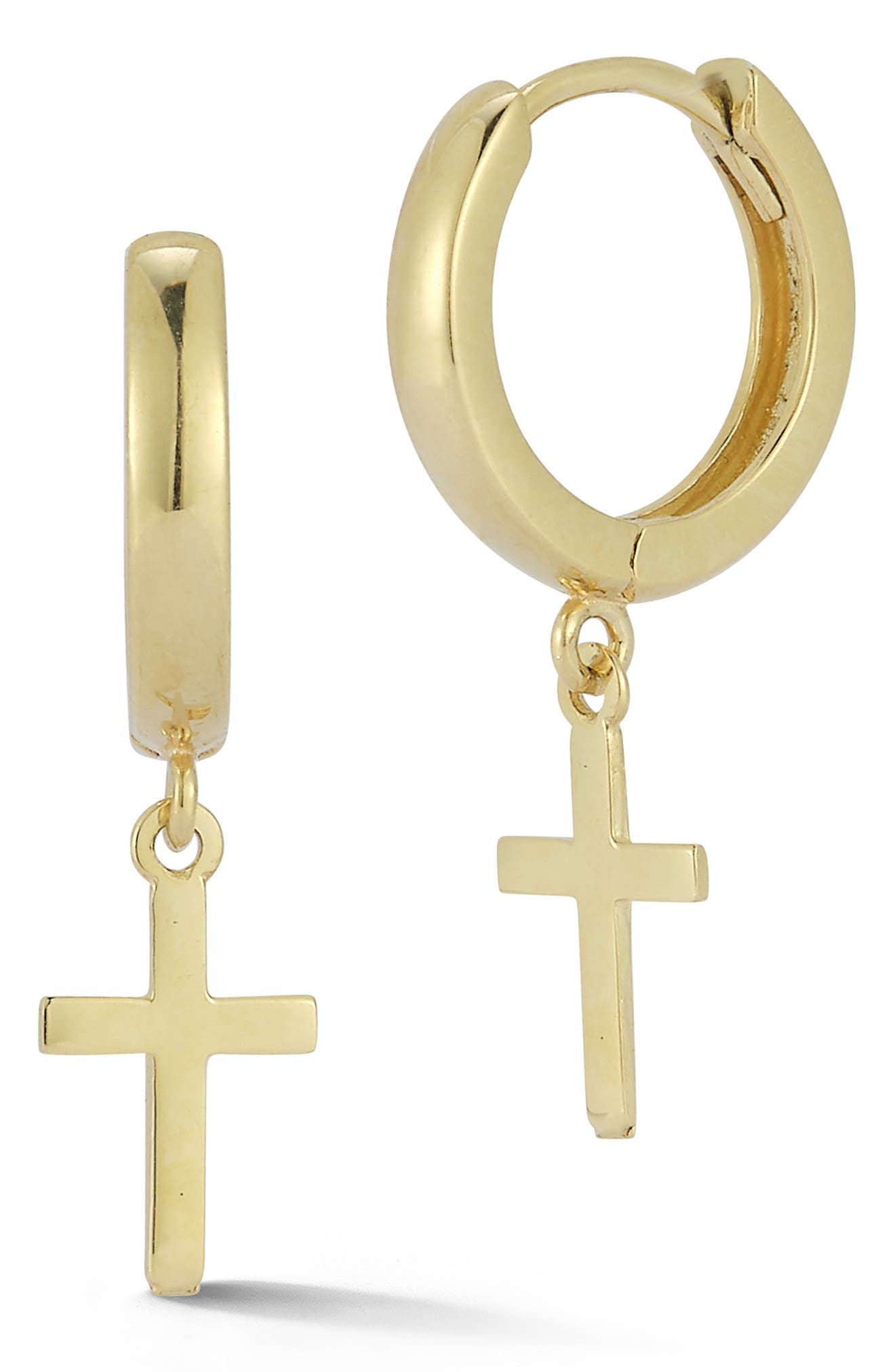 Ember Fine Jewelry 14K Gold Cross Huggie Hoop Earrings