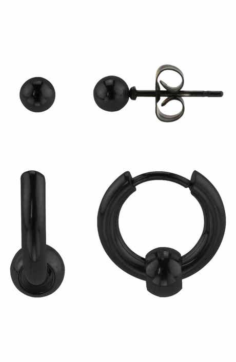 REBL Ball Stud Earrings & Huggie Hoop Earrings Set