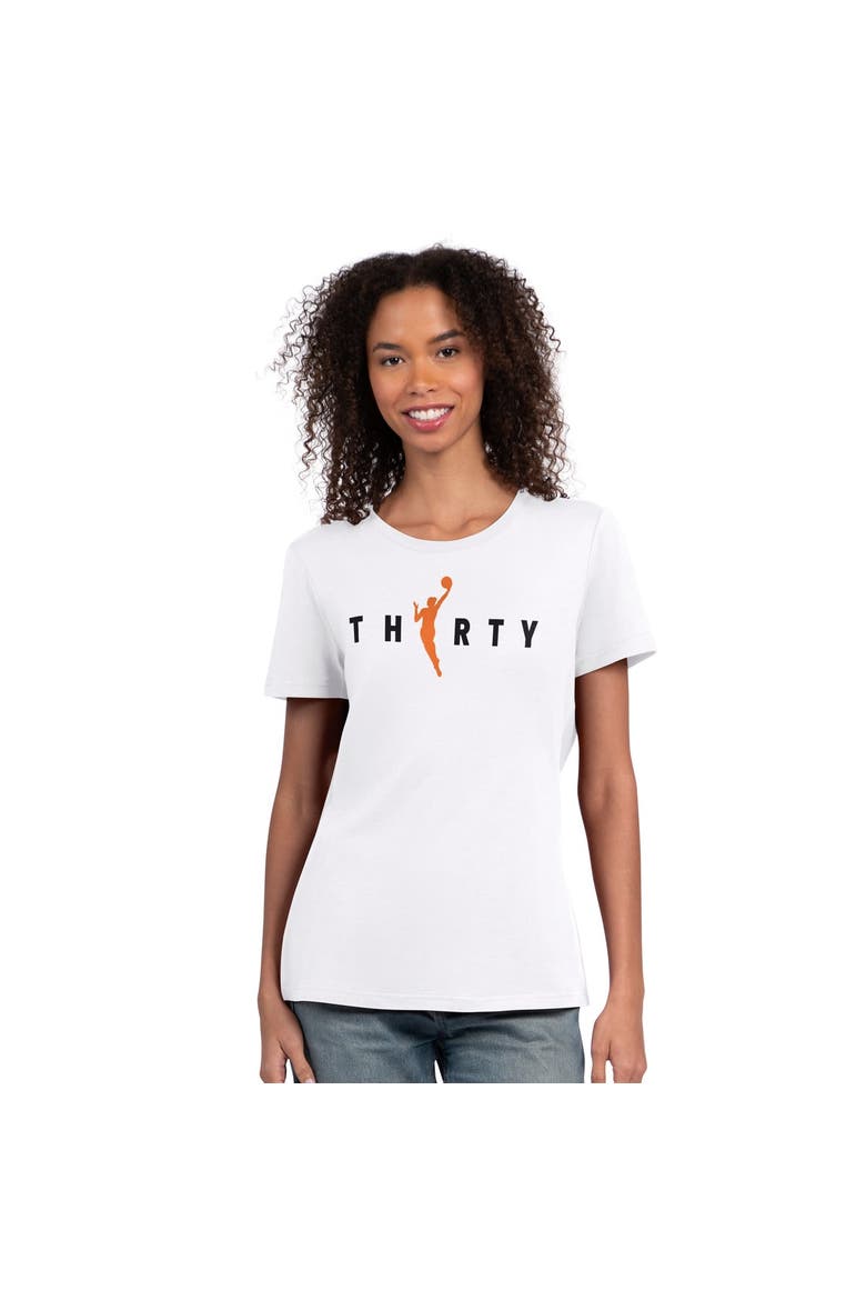 Women's Starter  White WNBA 30th Anniversary Scoop Neck T-Shirt, Main, color, White