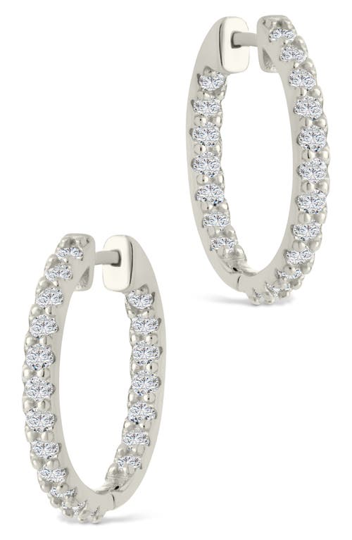 Sterling Forever Constance Cubic Zirconia Inside Out Hoop Earrings In Metallic