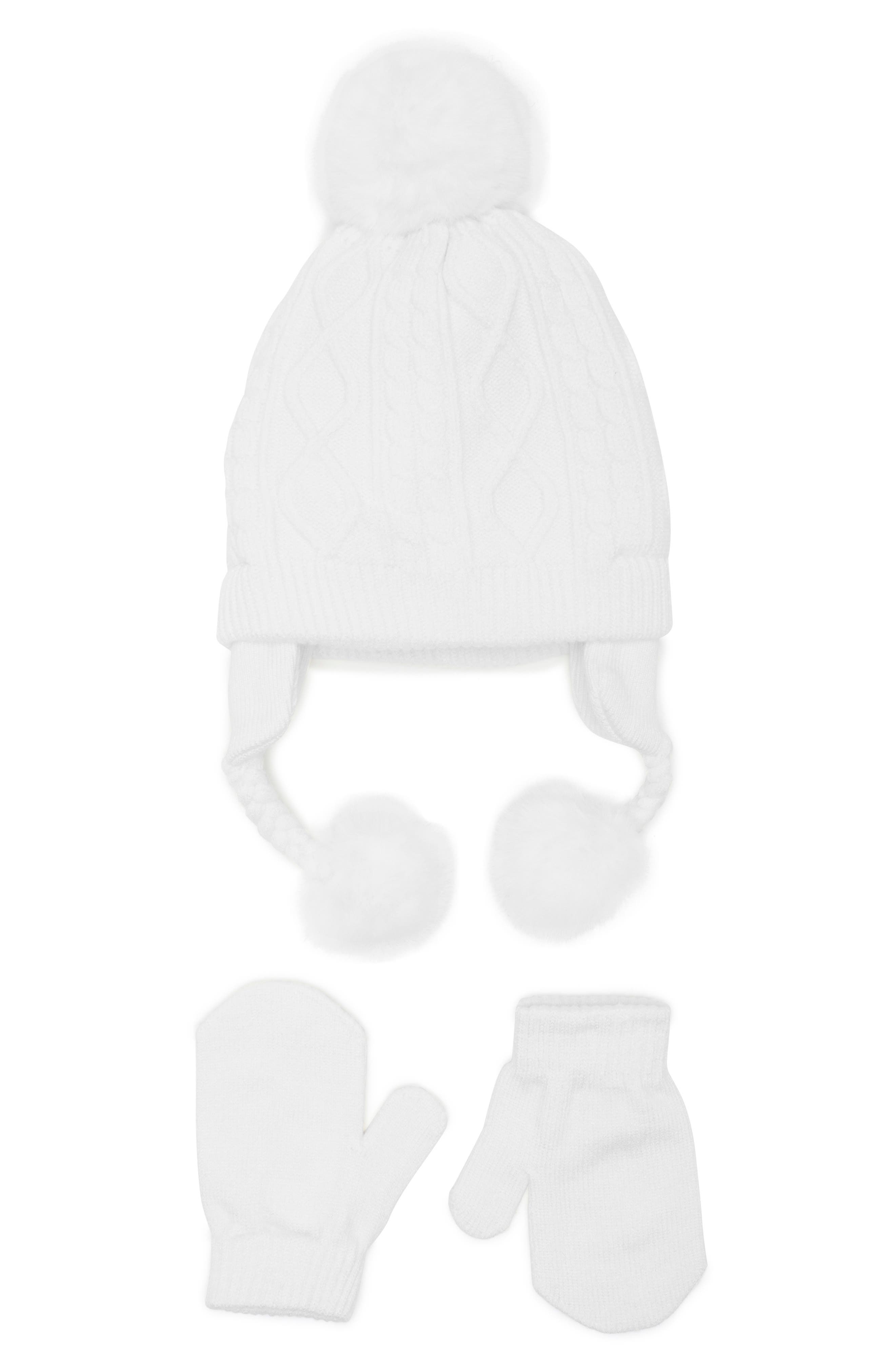 Capelli New York Cable Stitch Earflap Cap & Mittens Set