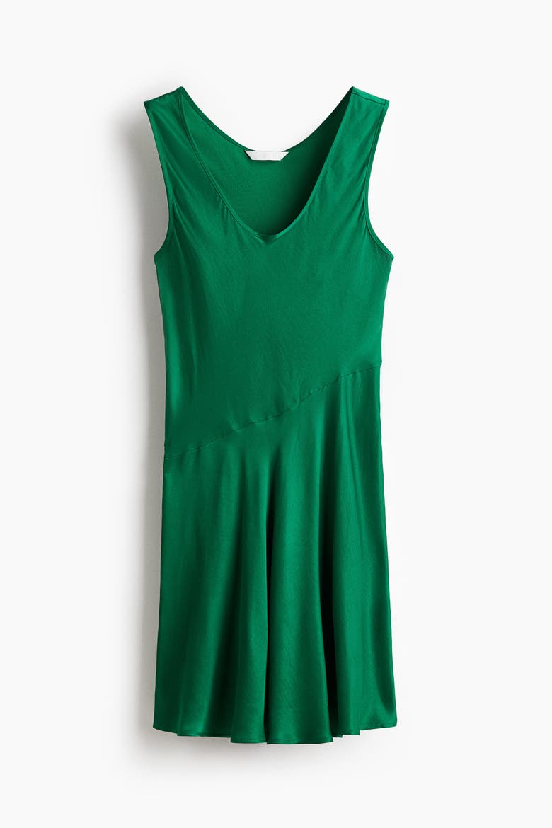 Flared Satin Dress, Alternate, color, Green