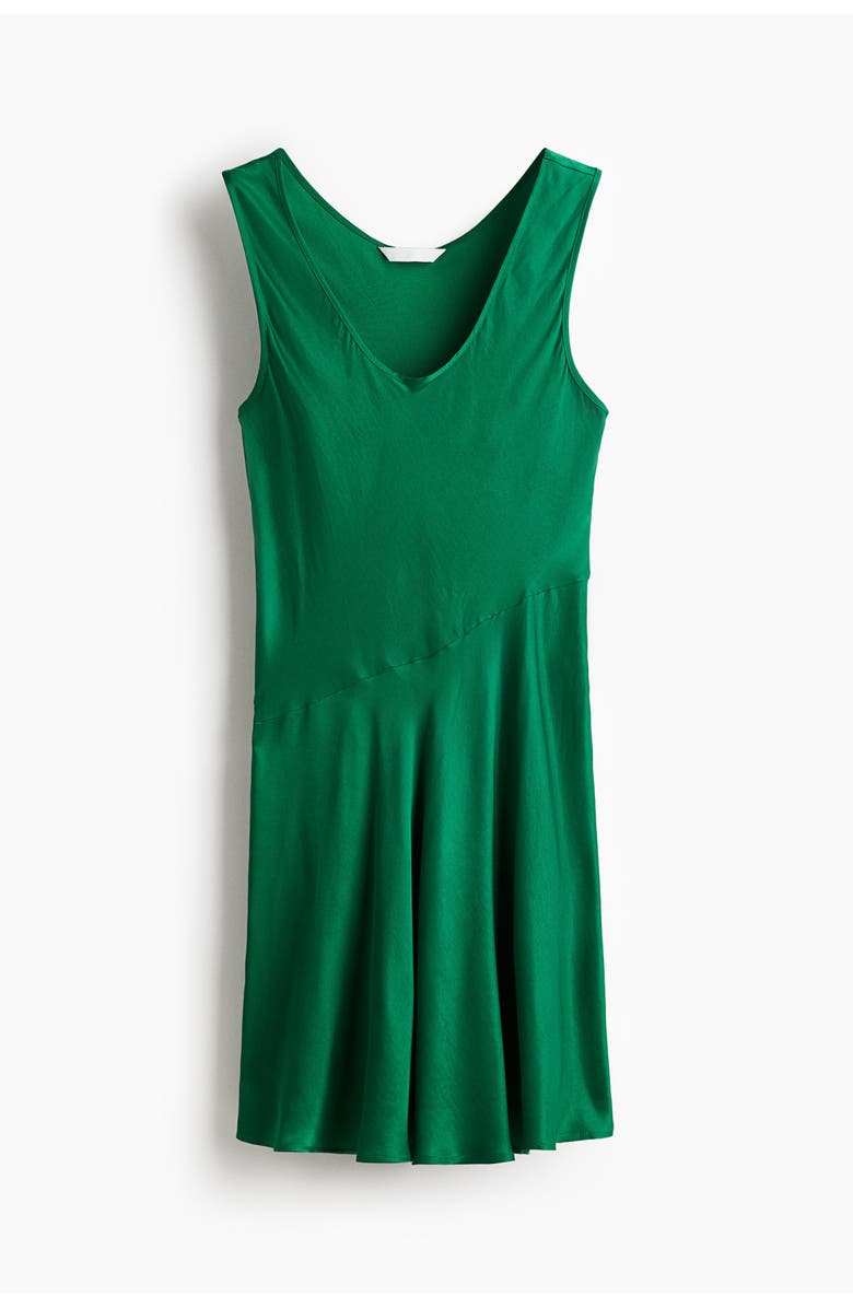 H&M Flared Satin Dress, Alternate, color, Green