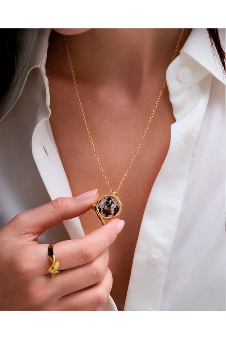 Gold Biography Medium Locket Necklace, Alternate, color, Gold