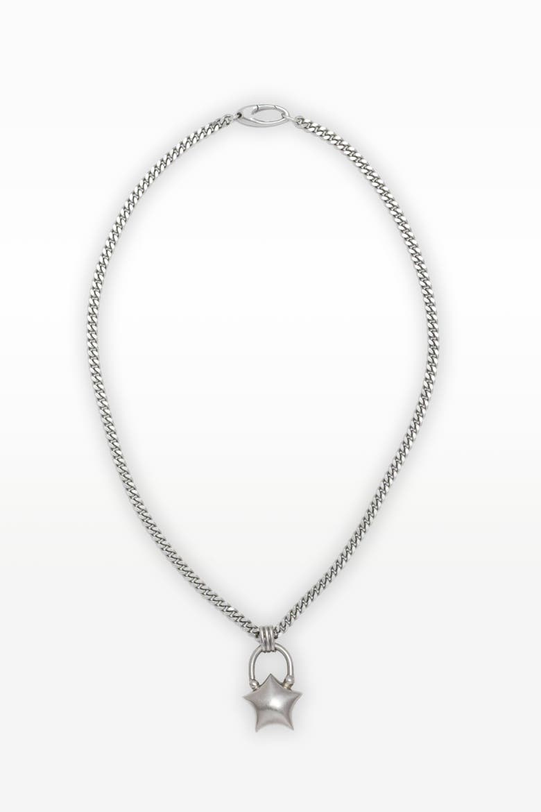 Mini Puffed Star Necklace, Alternate, color, Silver