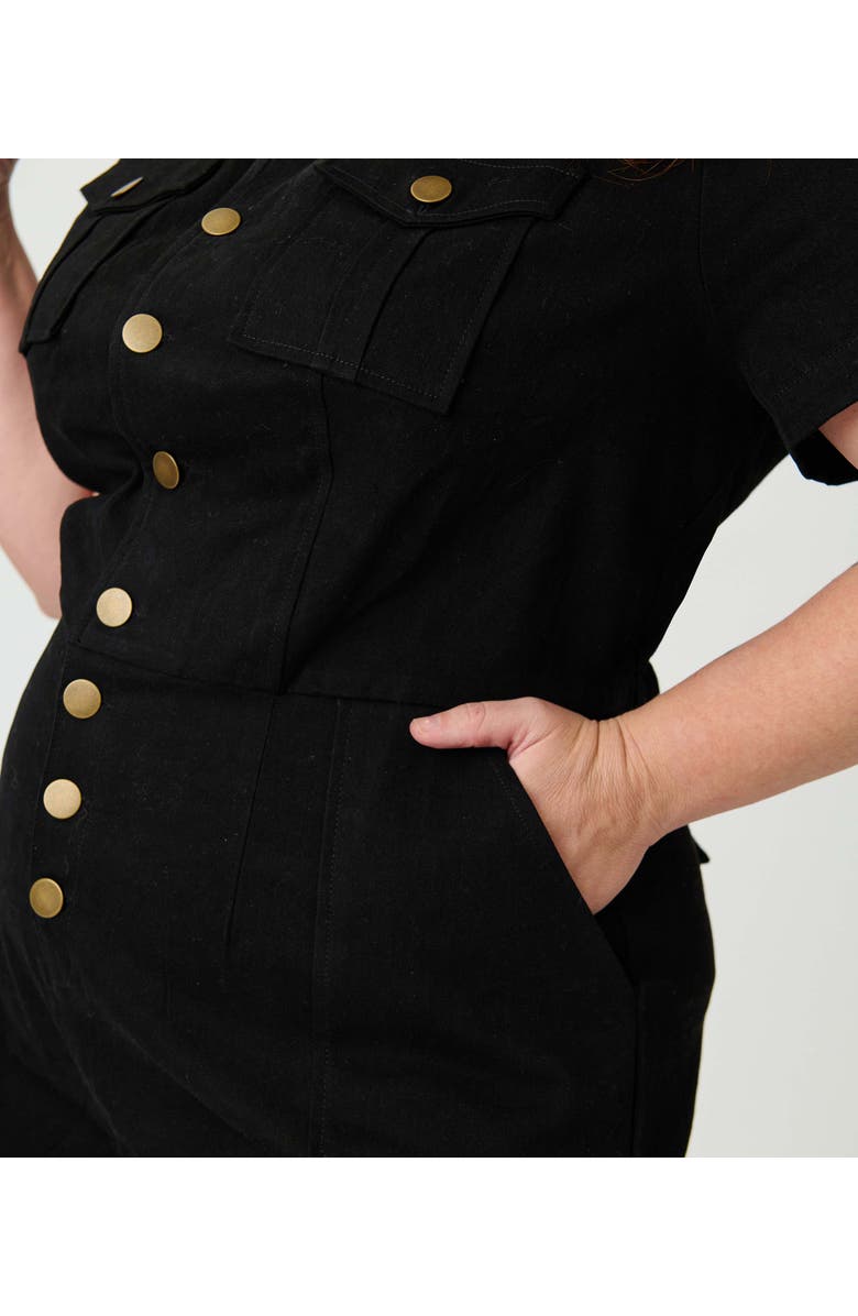 Unique Vintage Plus Size Garage Style Romper, Alternate, color, Black Solid