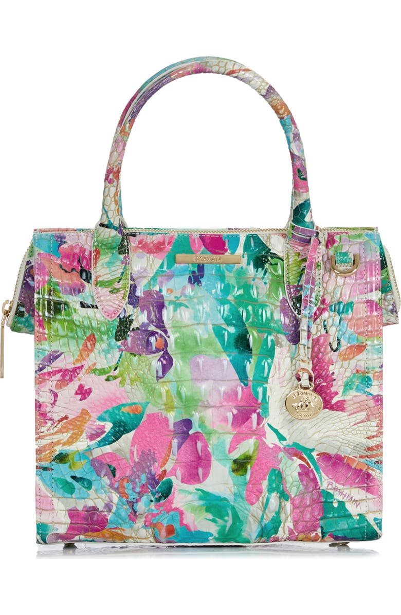 Brahmin Small Caroline Croc Embossed Leather Satchel, Main, color,