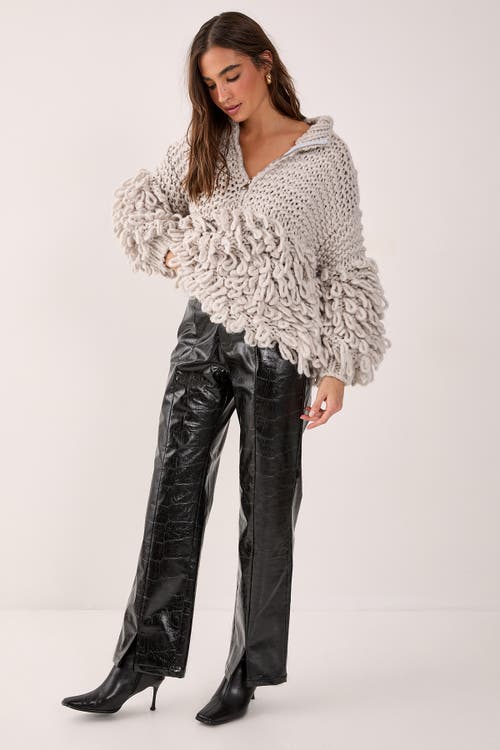 Nasty Gal Loopy Quarter Zip Jumper In Gray