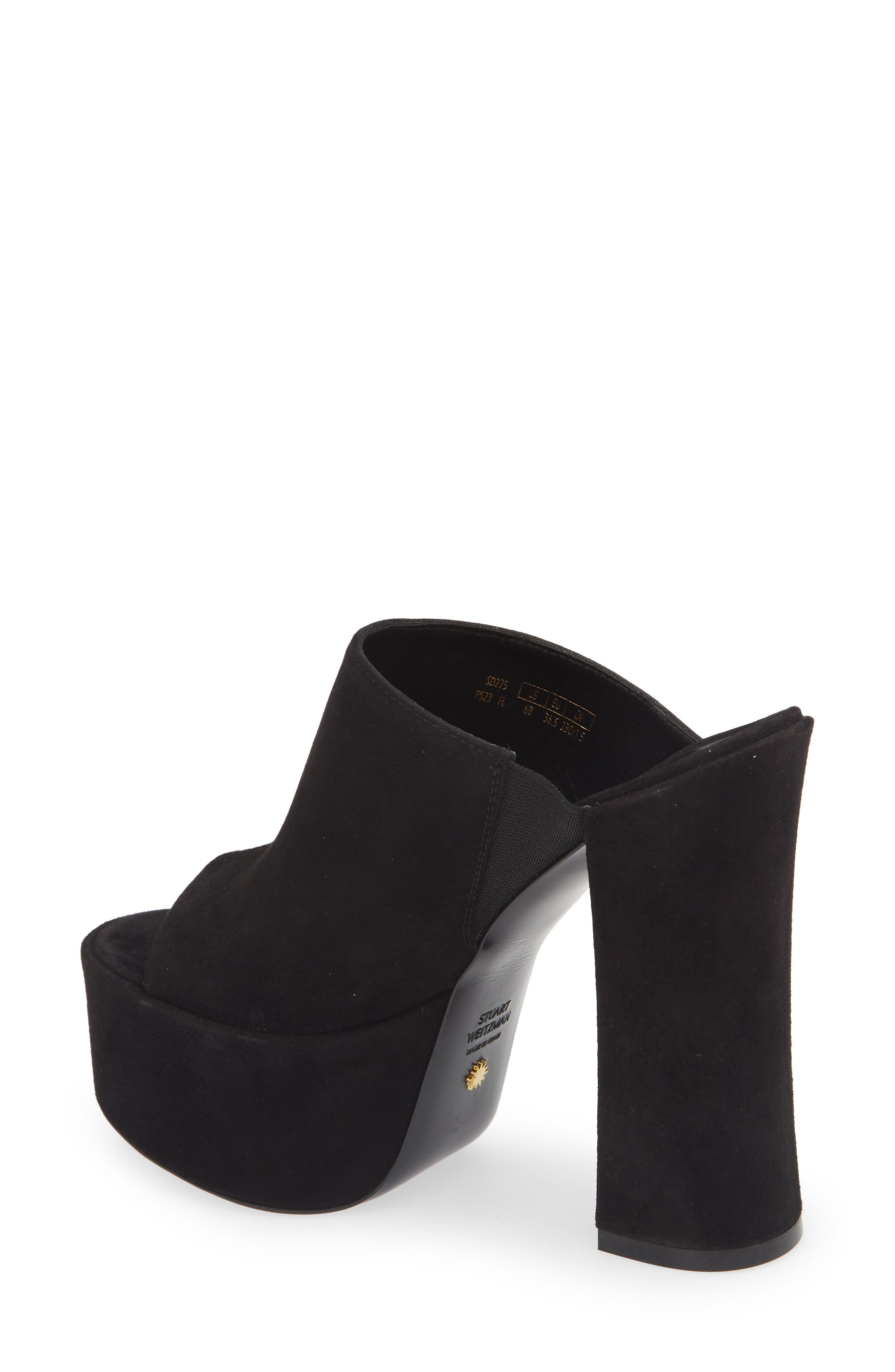 Stuart Weitzman Skyhigh 145 Platform Slide Sandal, Alternate, color, Black