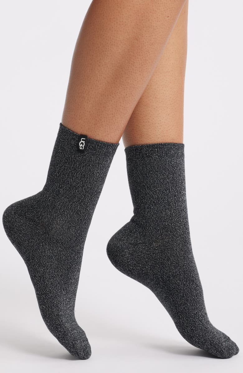 UGG<sup>®</sup> Lavinia Shimmer Quarter Socks, Main, color, Black