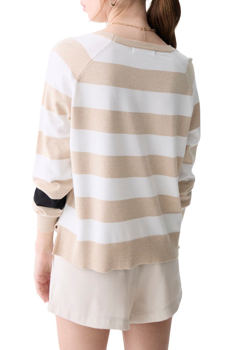 Tavira Stripe Crewneck Sweater, Alternate, color, ECRU MELANGE WITH ECRU STRIPES