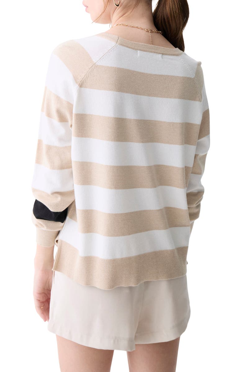 DELUC Tavira Stripe Crewneck Sweater, Alternate, color, Ecru Melange With Ecru Stripes