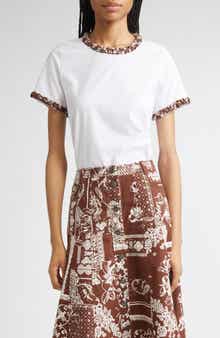 Bandana Braided Trim Stretch Cotton T-Shirt