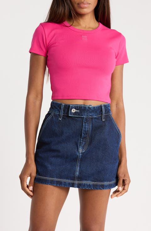 Delanor Logo Embroidered Crop T-Shirt
